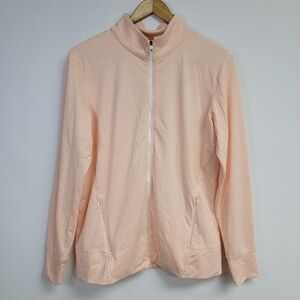 Footjoy Womens Midlayer Full Zip Jacket Sz M Heather Peach Golf Athleisure Light